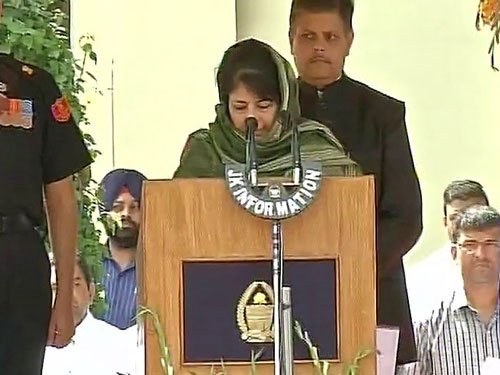 Mehbooba Mufti take oath as Chief Minister
