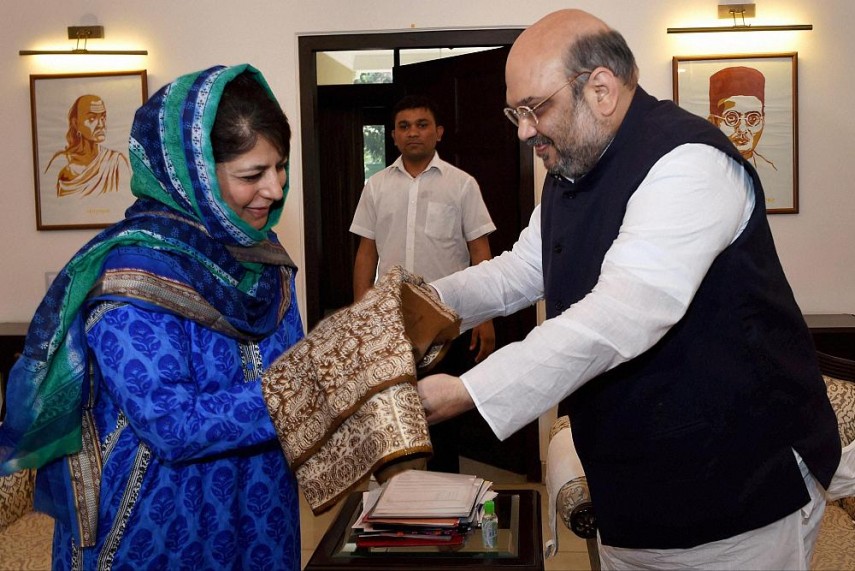 Mehbooba Mufti with Amit Shah