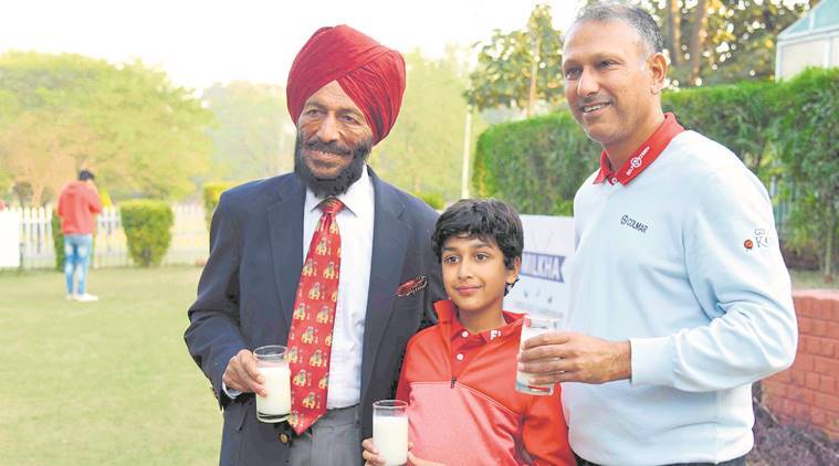 Jeev Milkha Singh with his father and son