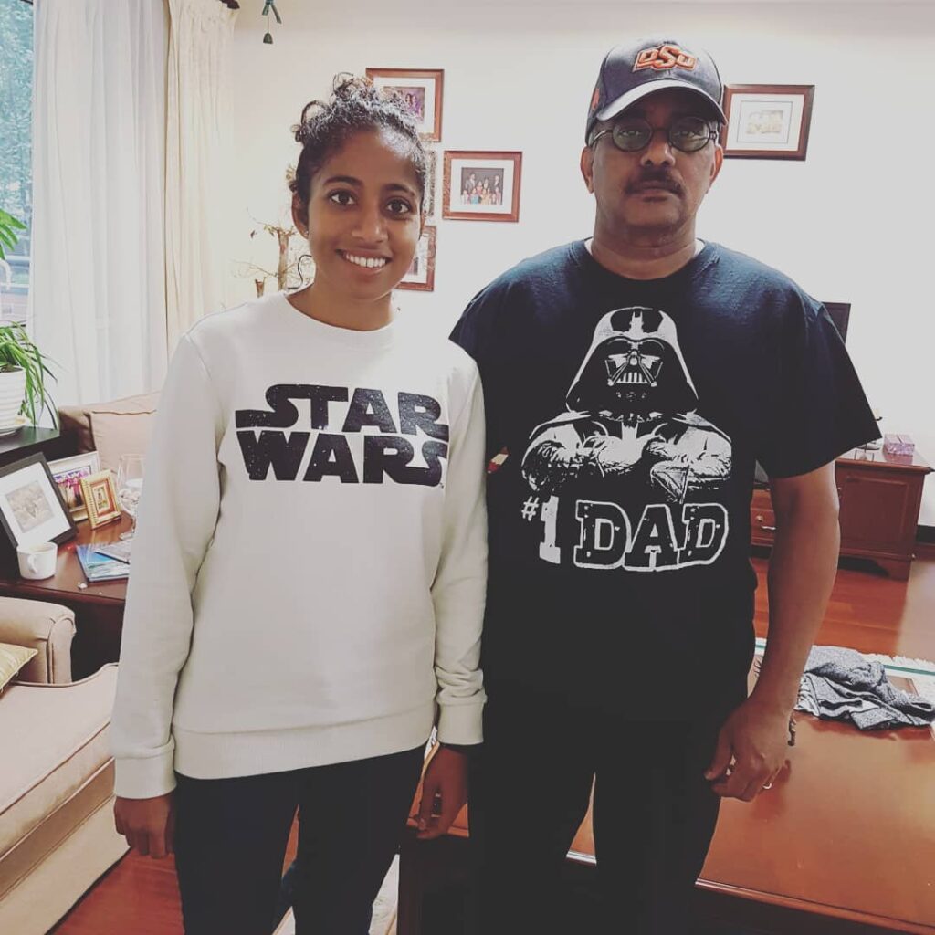 Sirisha Bandla with her dad