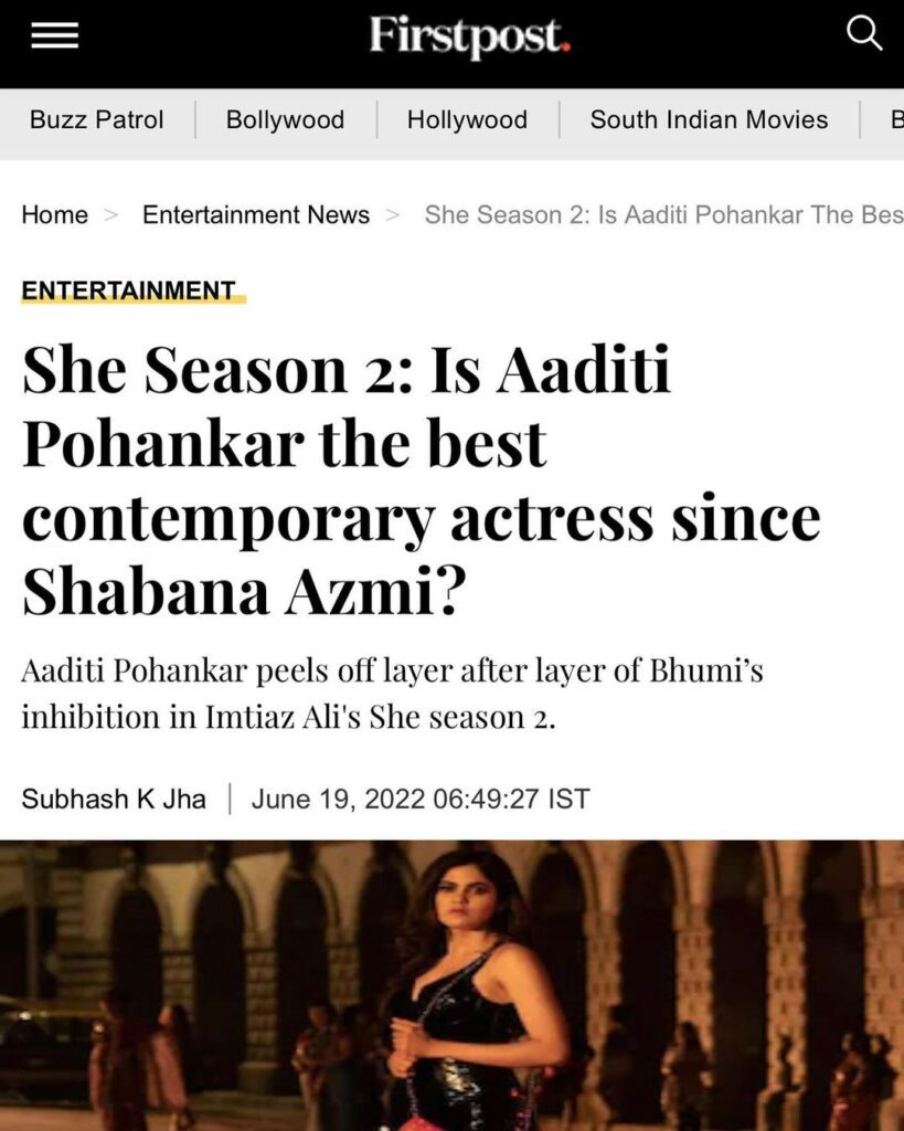 Aaditi was featured on Firstpost