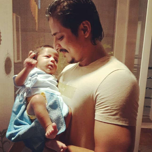 Babushan Mohanty with his newly born baby