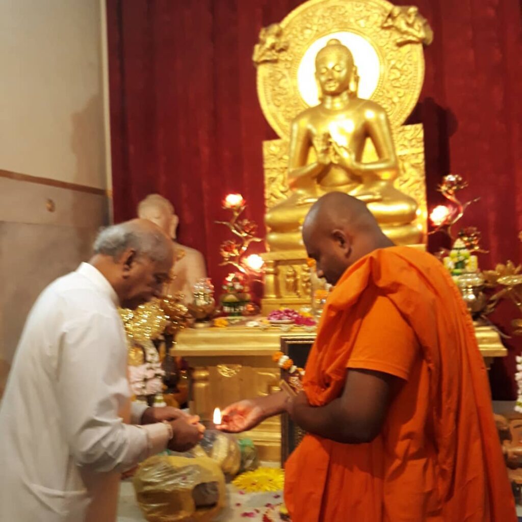Gunawardena at Mahabodhi Society Temple in Delhi