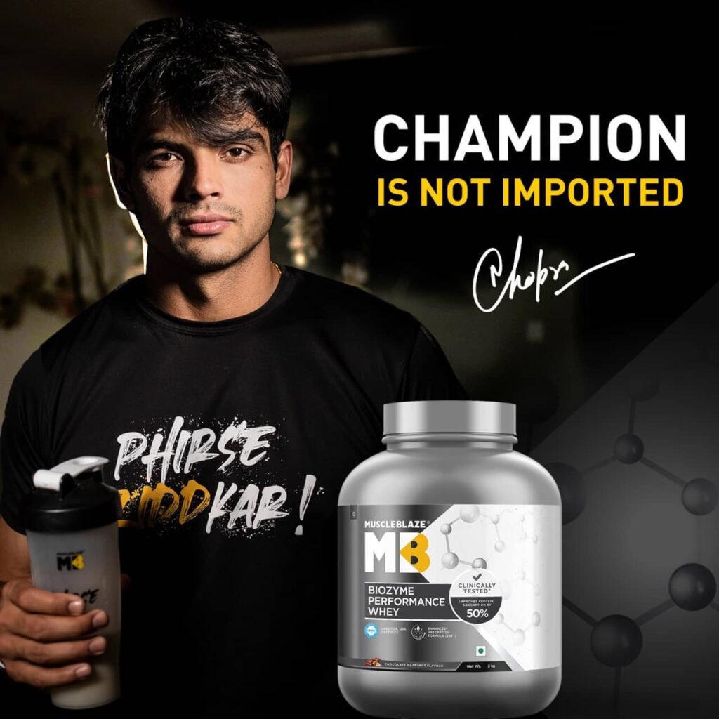 Neeraj Chopra is in commercial of MuscleBlaze