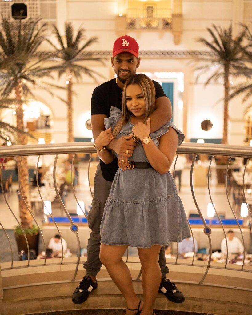 Nicholas Pooran with his wife