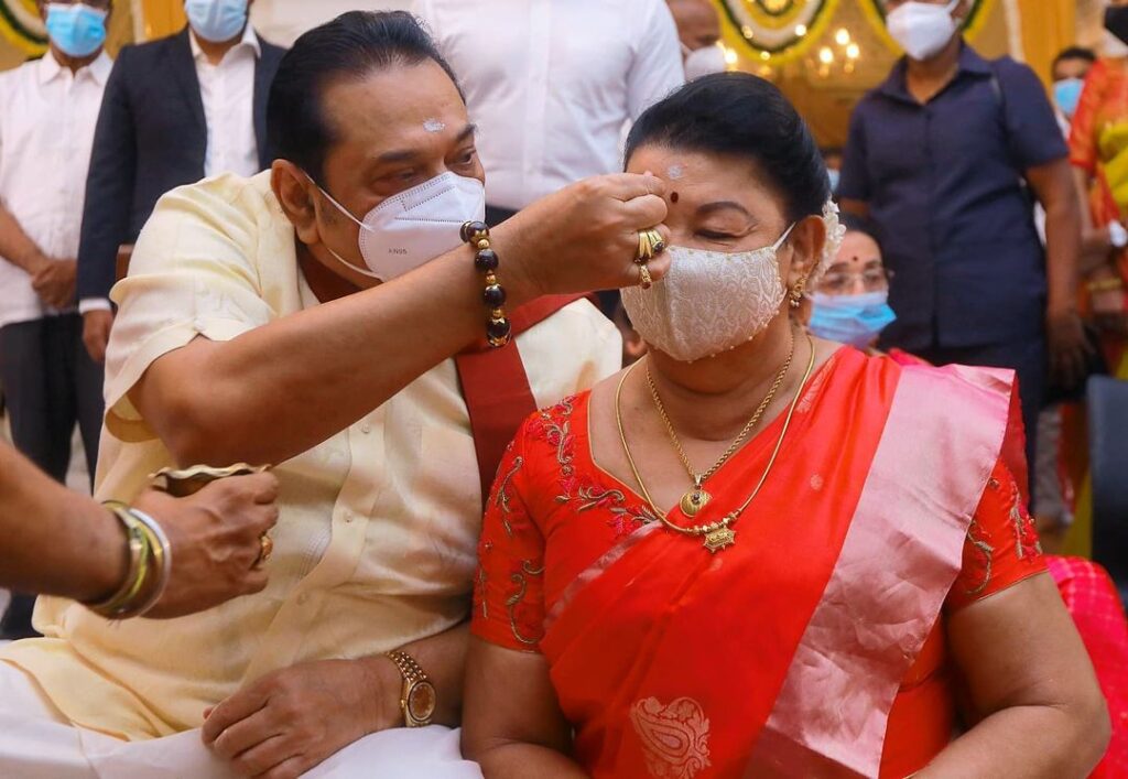 Rajapaksa with his wife at Navratri
