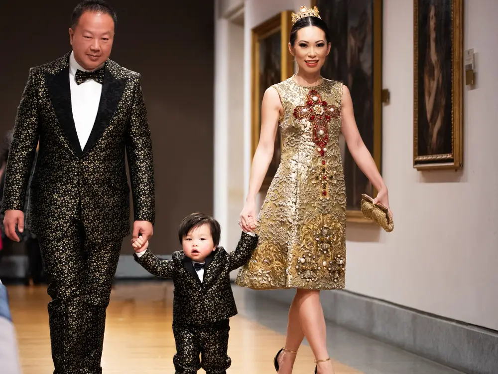 Christine Chiu with husband and child on Bling Empire Season 2