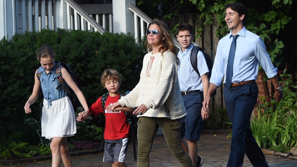Justin Trudeau with wife and children