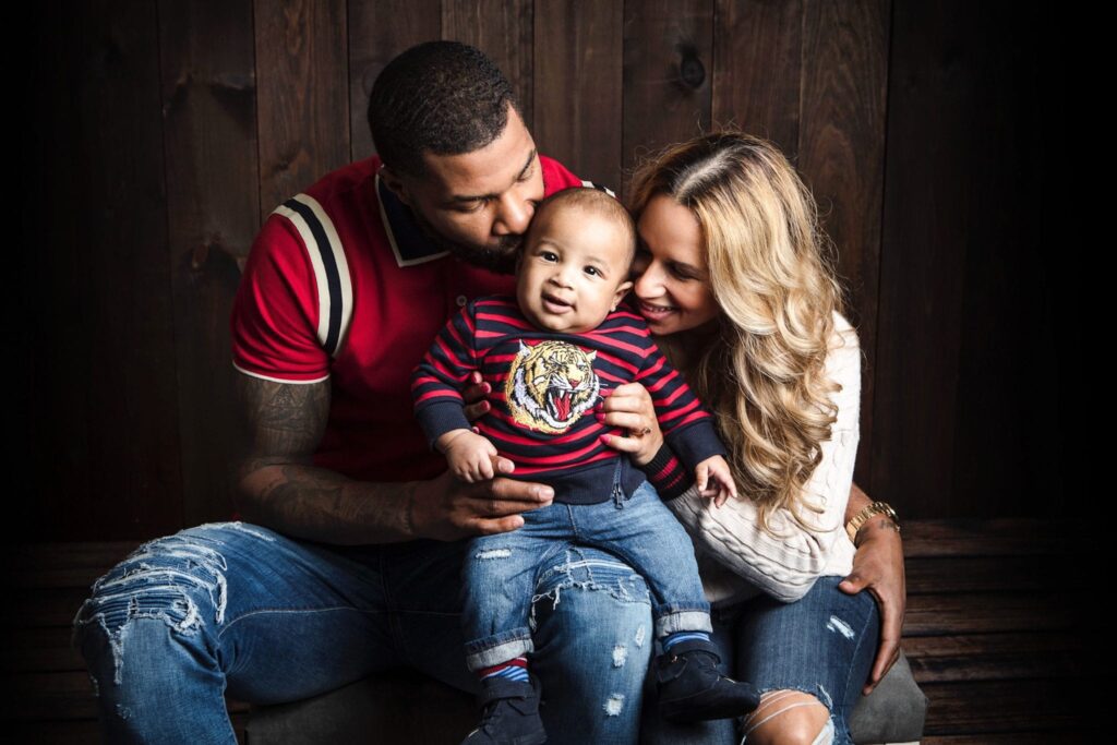 Marcus Morris with his partner Amber Soulds and son Marcus Thomas Morris Jr.