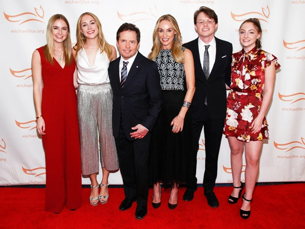 Michael J Fox with his wife and children