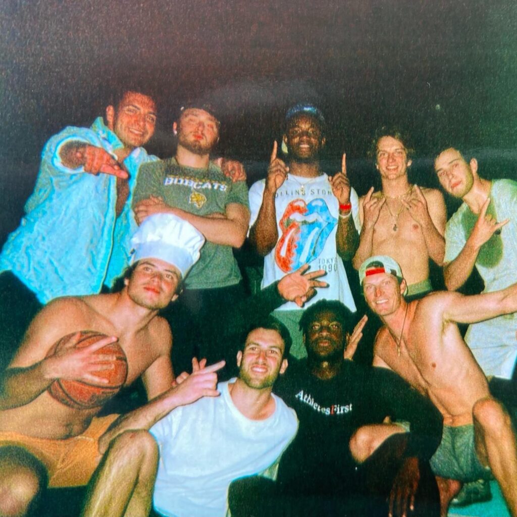 Cameron with his friends