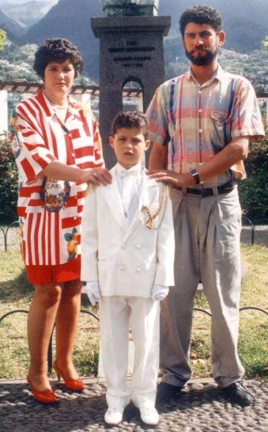 Cristiano Ronaldo childhood photo with his father and mother
