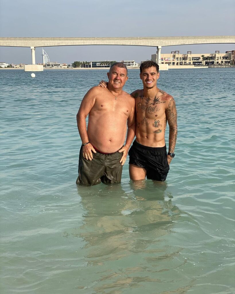 Philippe Coutinho with his father