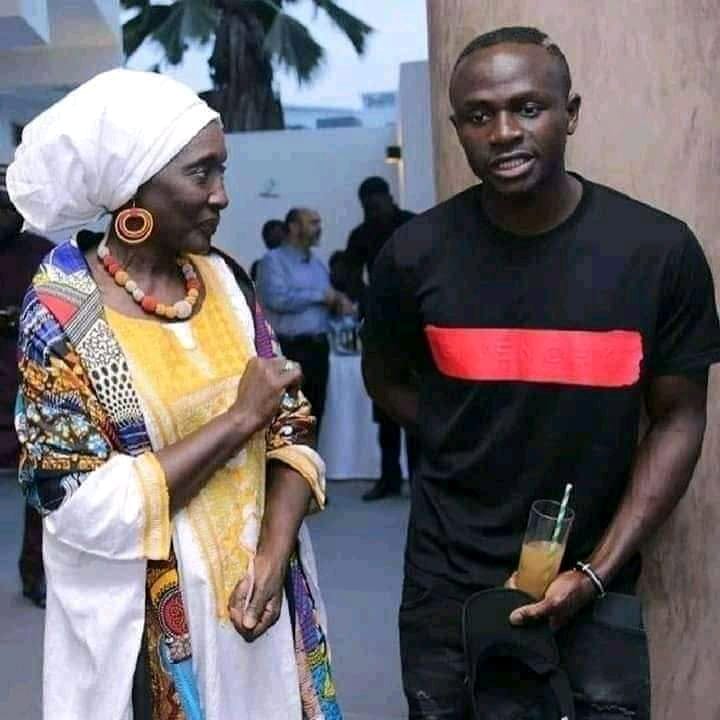 Sadio Mane with his mother