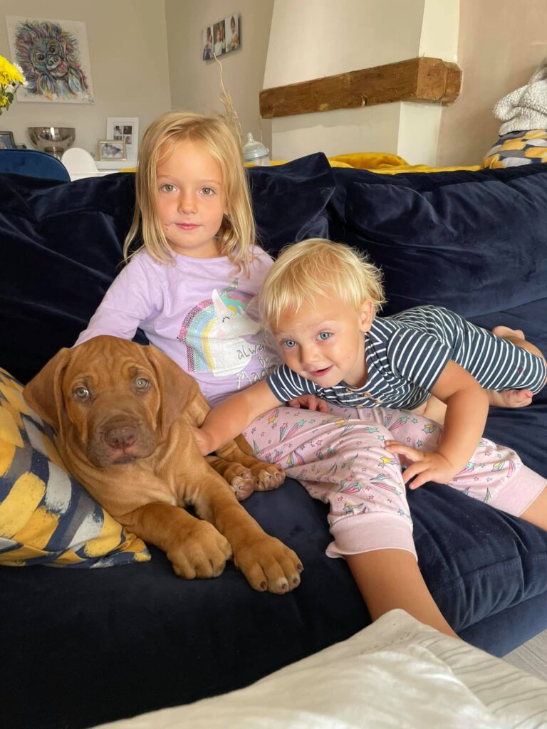 Sean Boggens children with pet dog