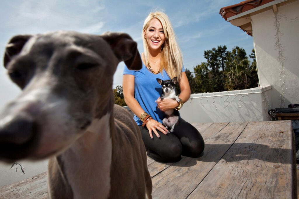 Jenna Marbles with her Petdogs
