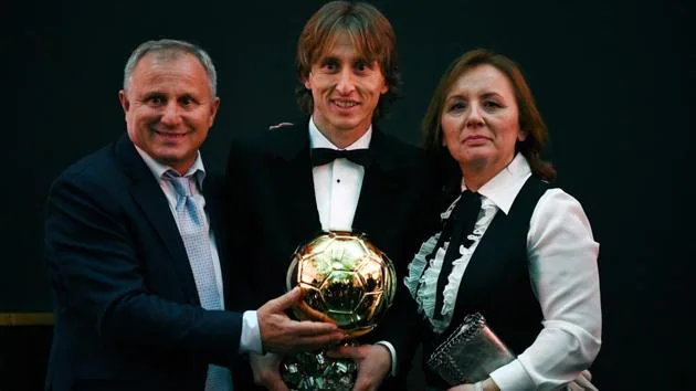 Luka Modric with his Parents