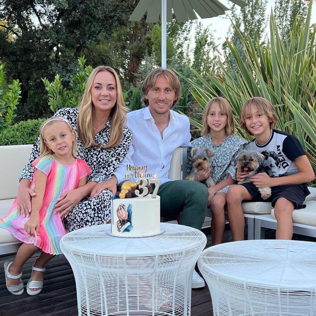 Luka Modric with his wife and children