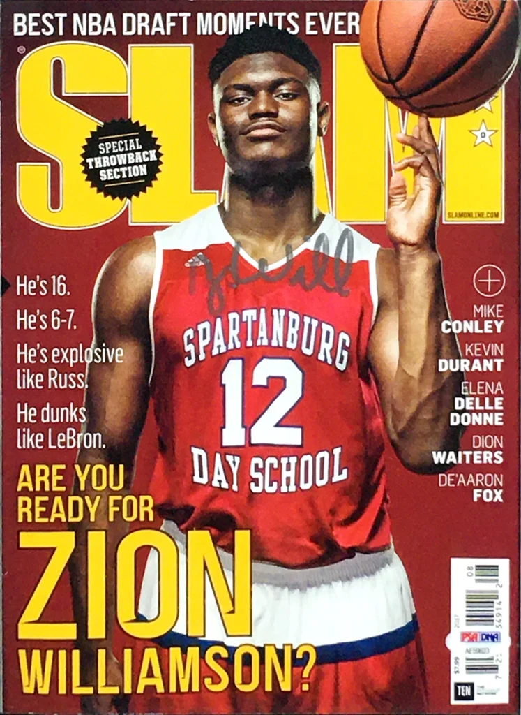 Zion Williamson Autographed Slam Magazine Framed