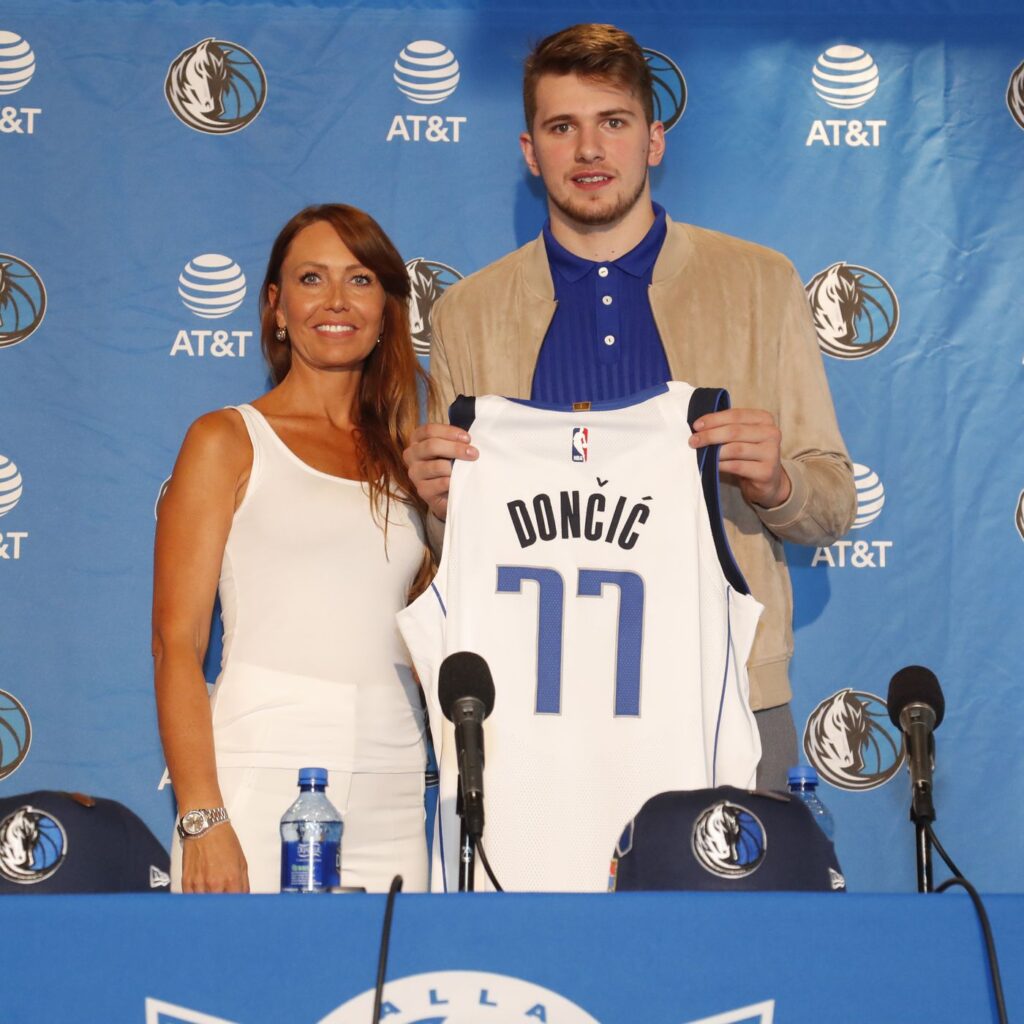 Luka Doncic with his mom
