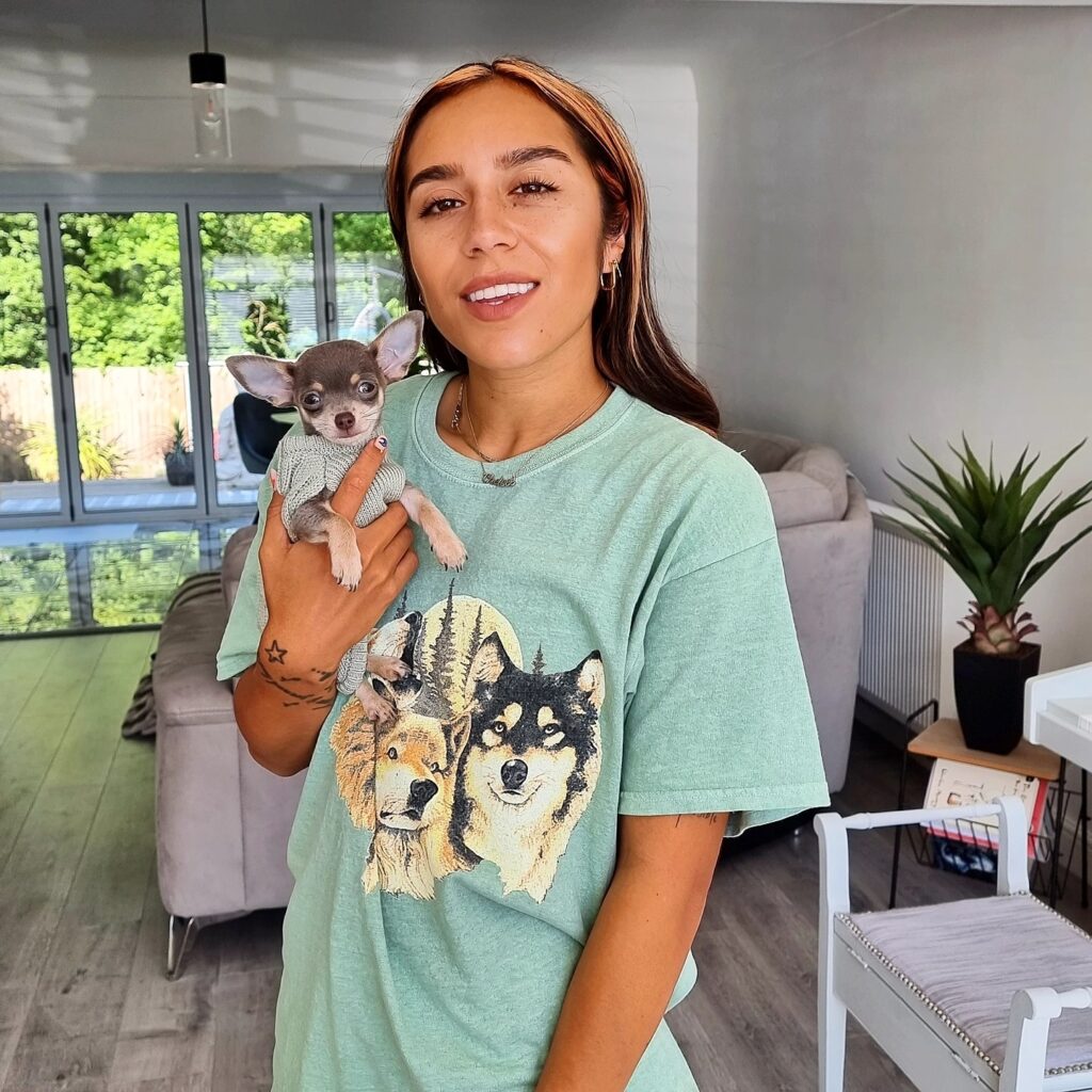 Chelcee Grimes with her pet dog