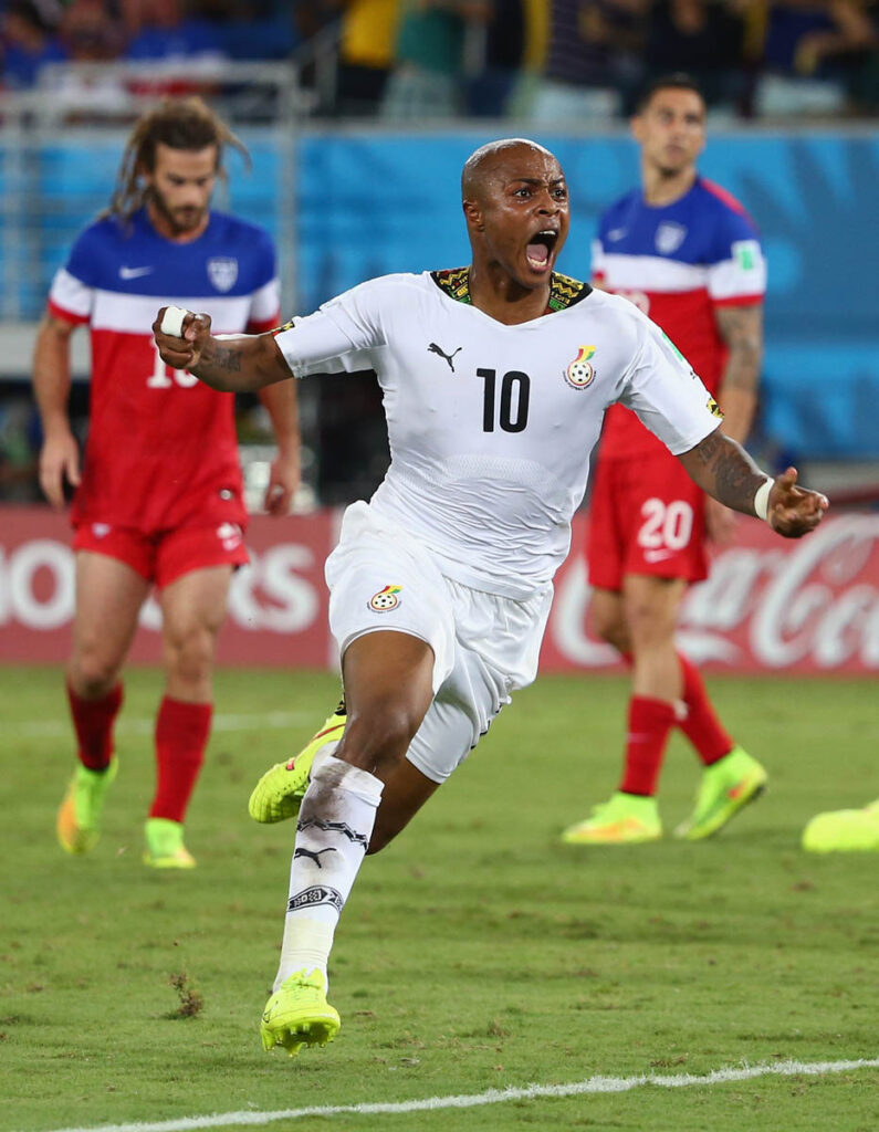 Andre Ayew in 2014 FIFA World Cup as a midfielder