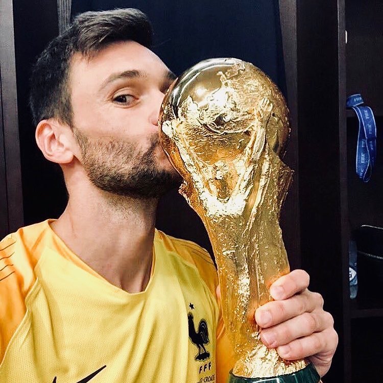 Hugo Lloris with his FIFA World Cup Trophy after victory