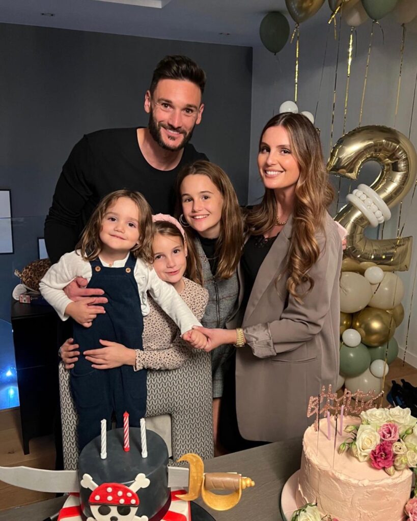 Hugo Lloris with his wife and children