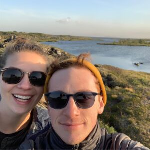 Ethan Slater with his wife Lilly in Iceland