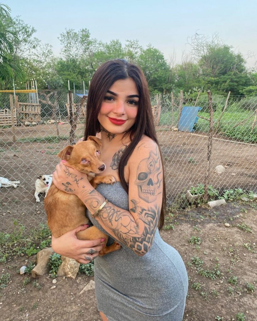 Karely Ruiz with her pet dog