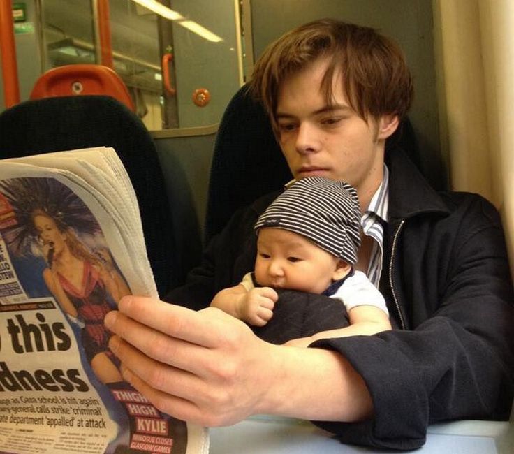 Charlie Heaton with his child son Archie Heaton