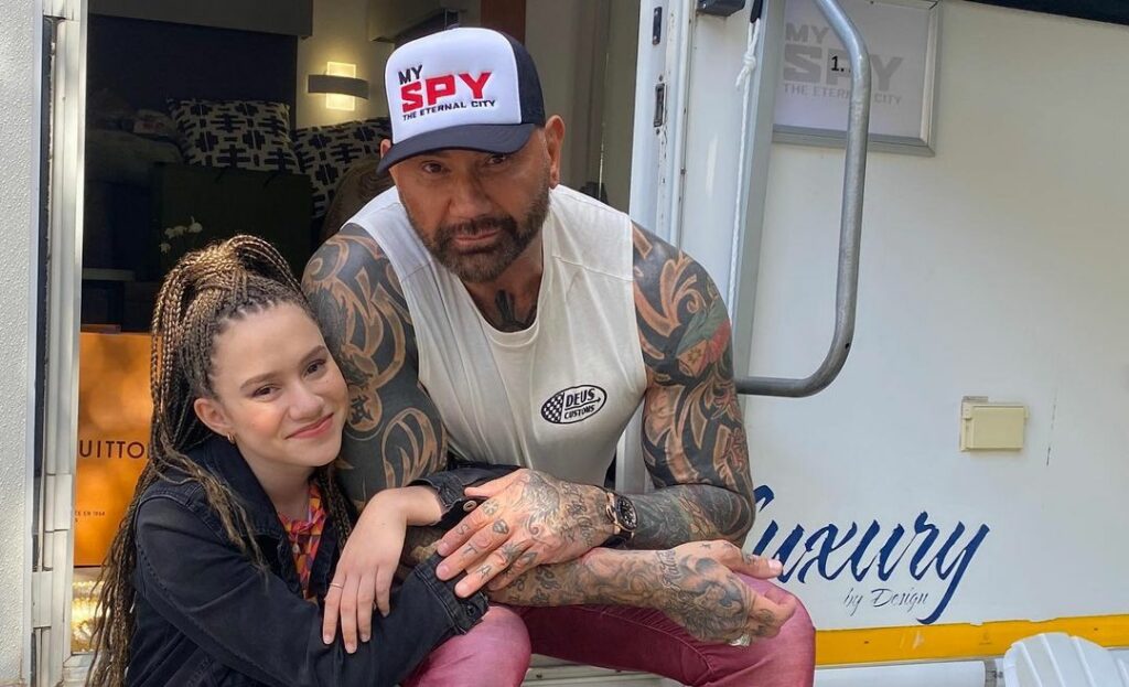 Chloe Coleman with Dave Bautista