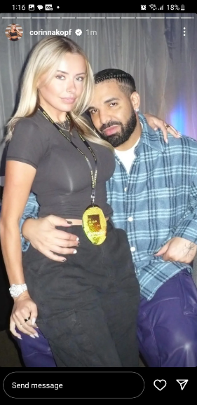 Corinna Kopf with singer Drake