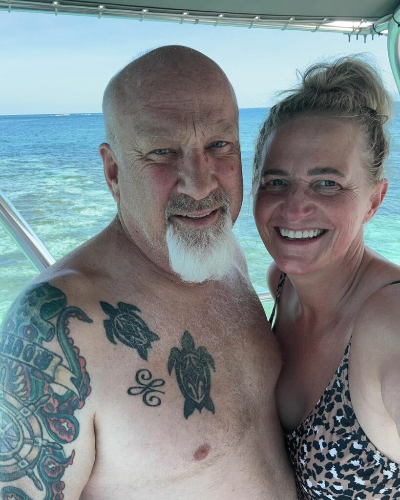 David Woolley with his wife Christine on honeymoon trip