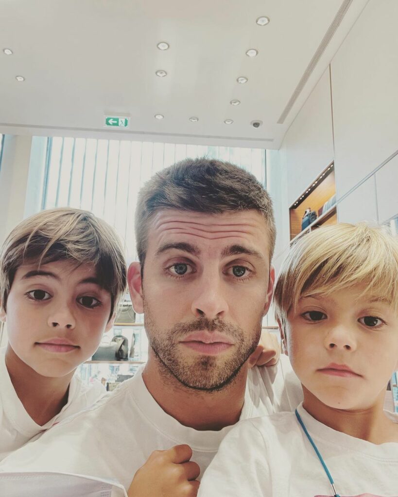 Gerard Pique with his two kids