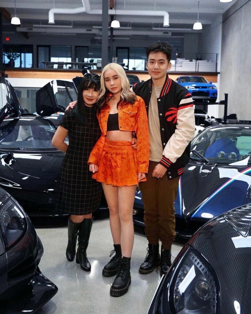 Lil Tay with her mother and brother