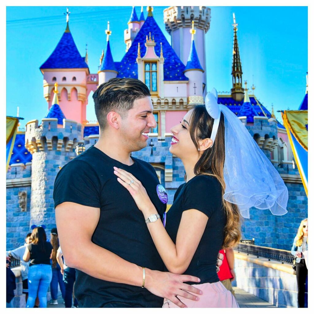Linda Andrade on a trip to Disneyland with her husband