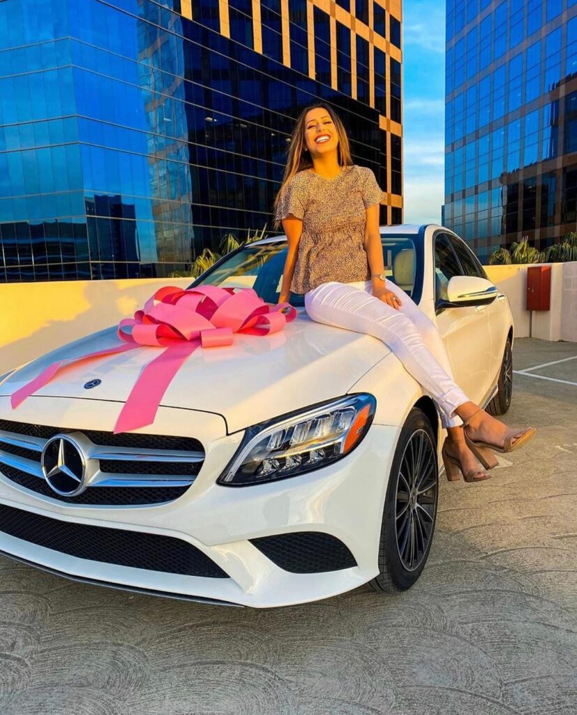Linda Andrade with her new car