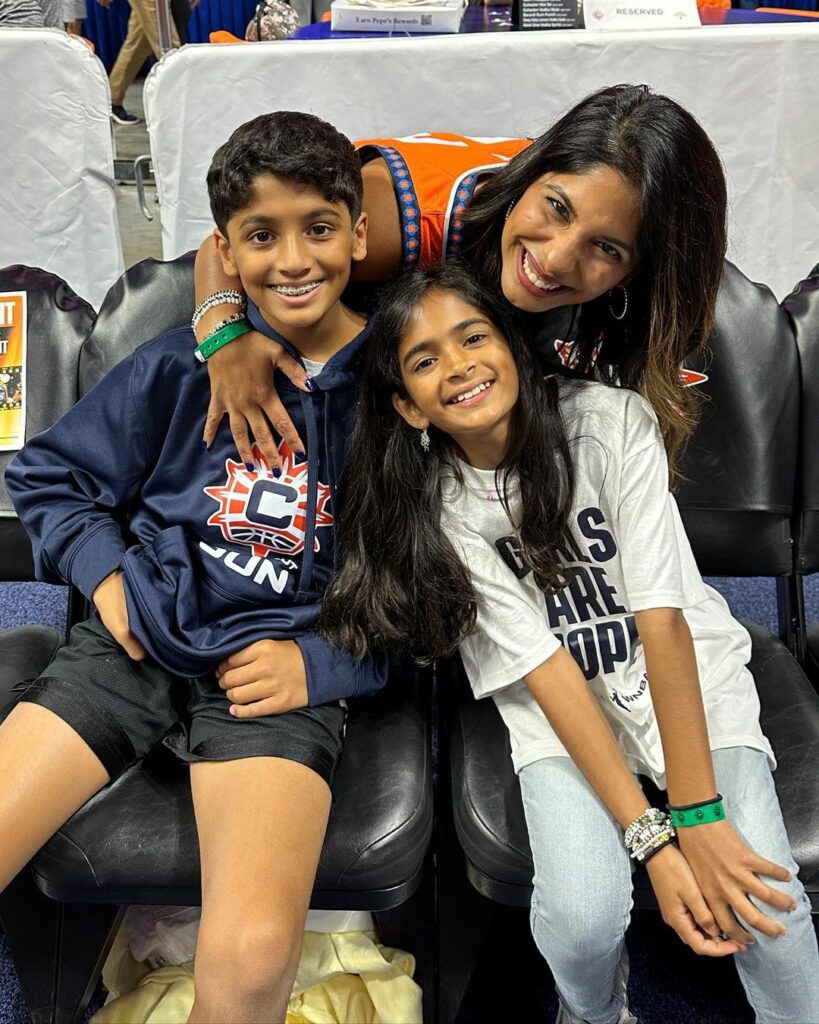 Sheena Melwani with her son and daughter