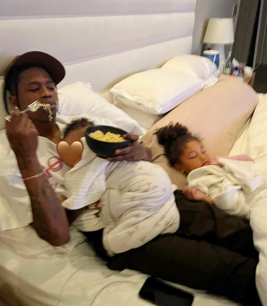 Travis Scott with his newborn son on Father's Day