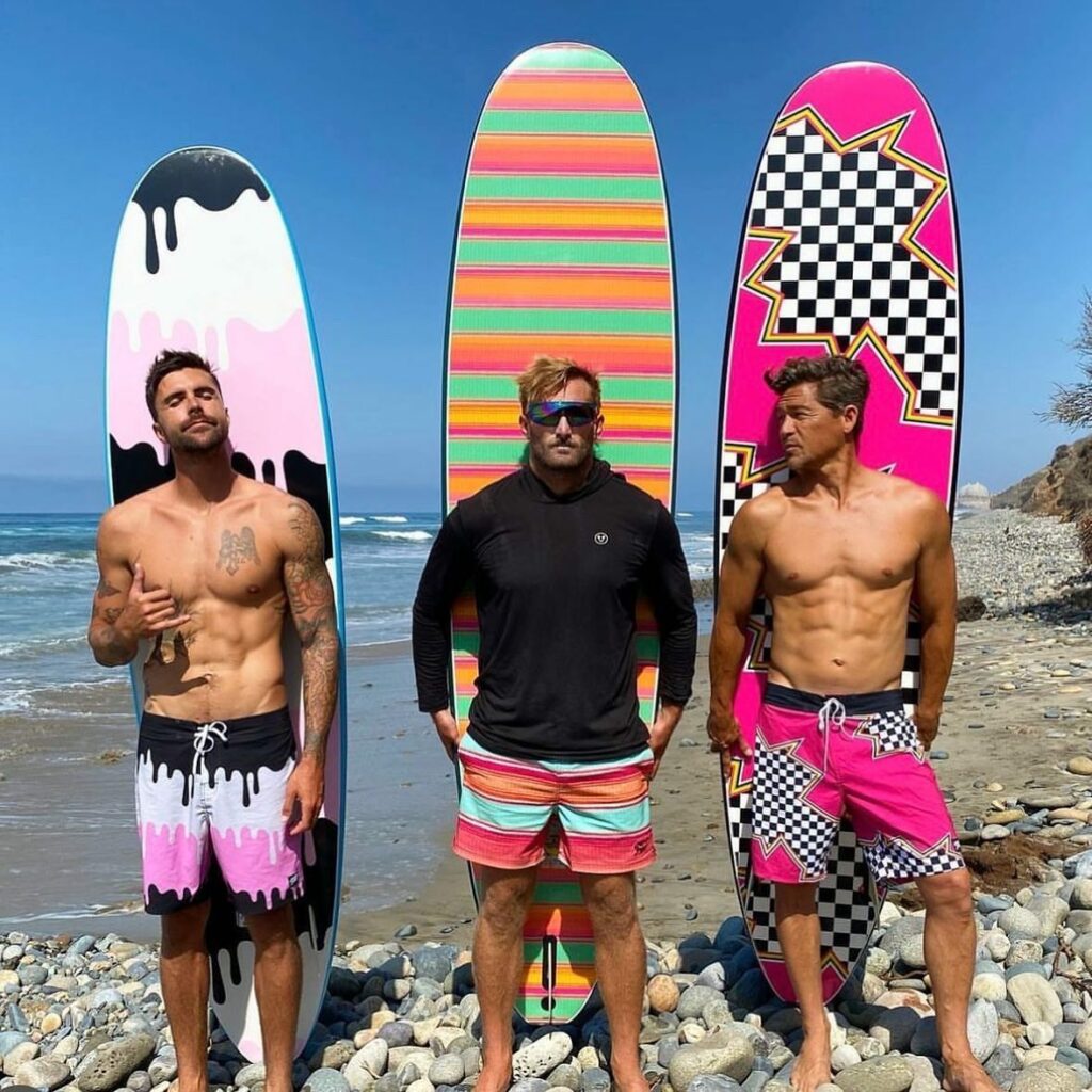 Tyler Stanaland with his surfing friends