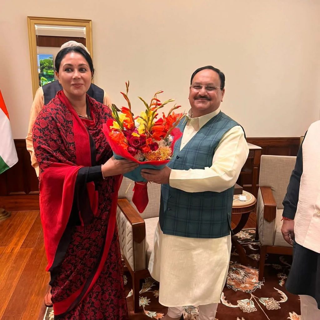 Diya Kumari with BJP President JP Nadda