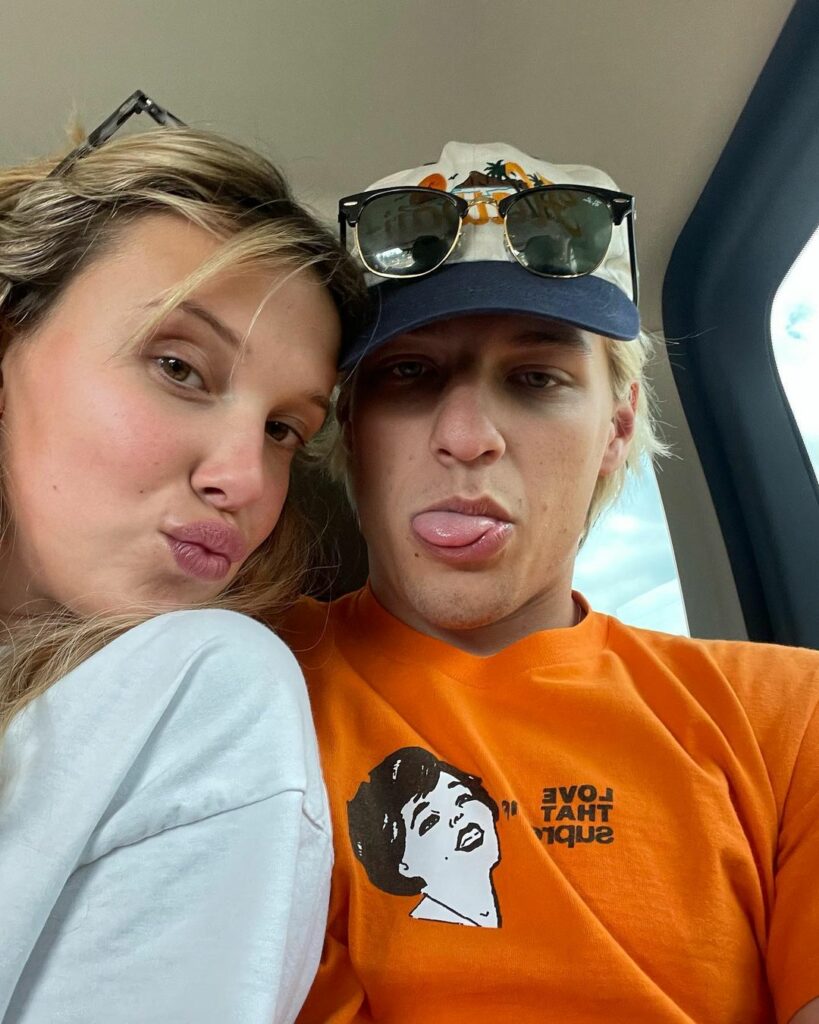 Jake Bongiovi cute style photo with her partner Millie Bobby Brown