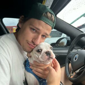 Jake Bongiovi with his pet dog