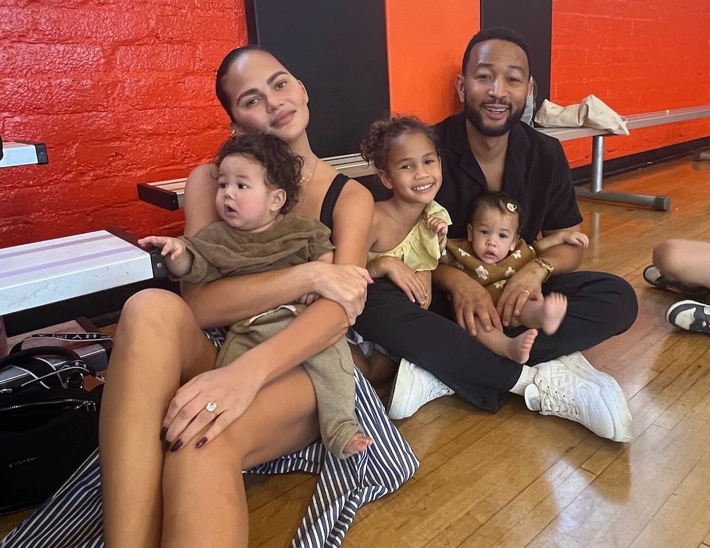 Chrissy Teigen with her husband and kids