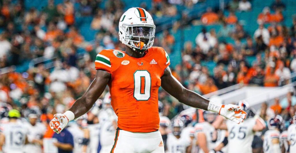 James Williams playing football for Miami Hurricanes