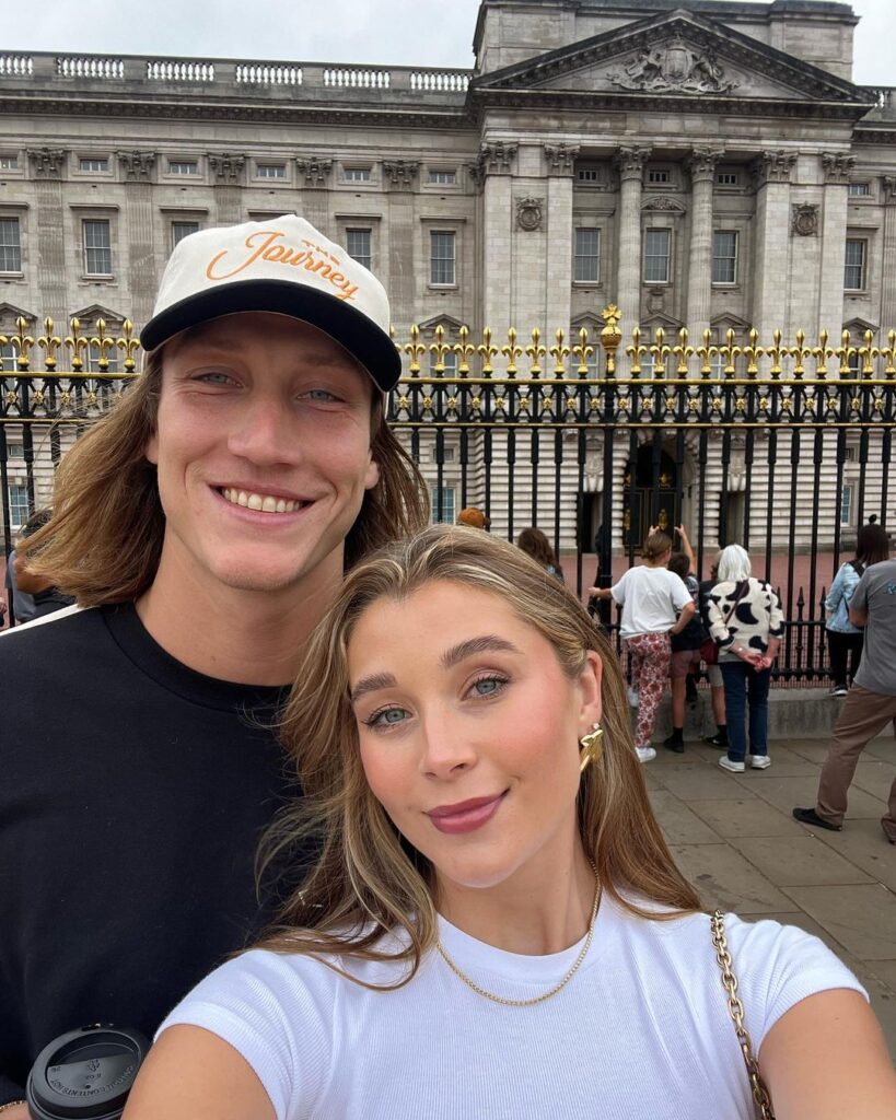 Trevor Lawrence with his wife on a vacation